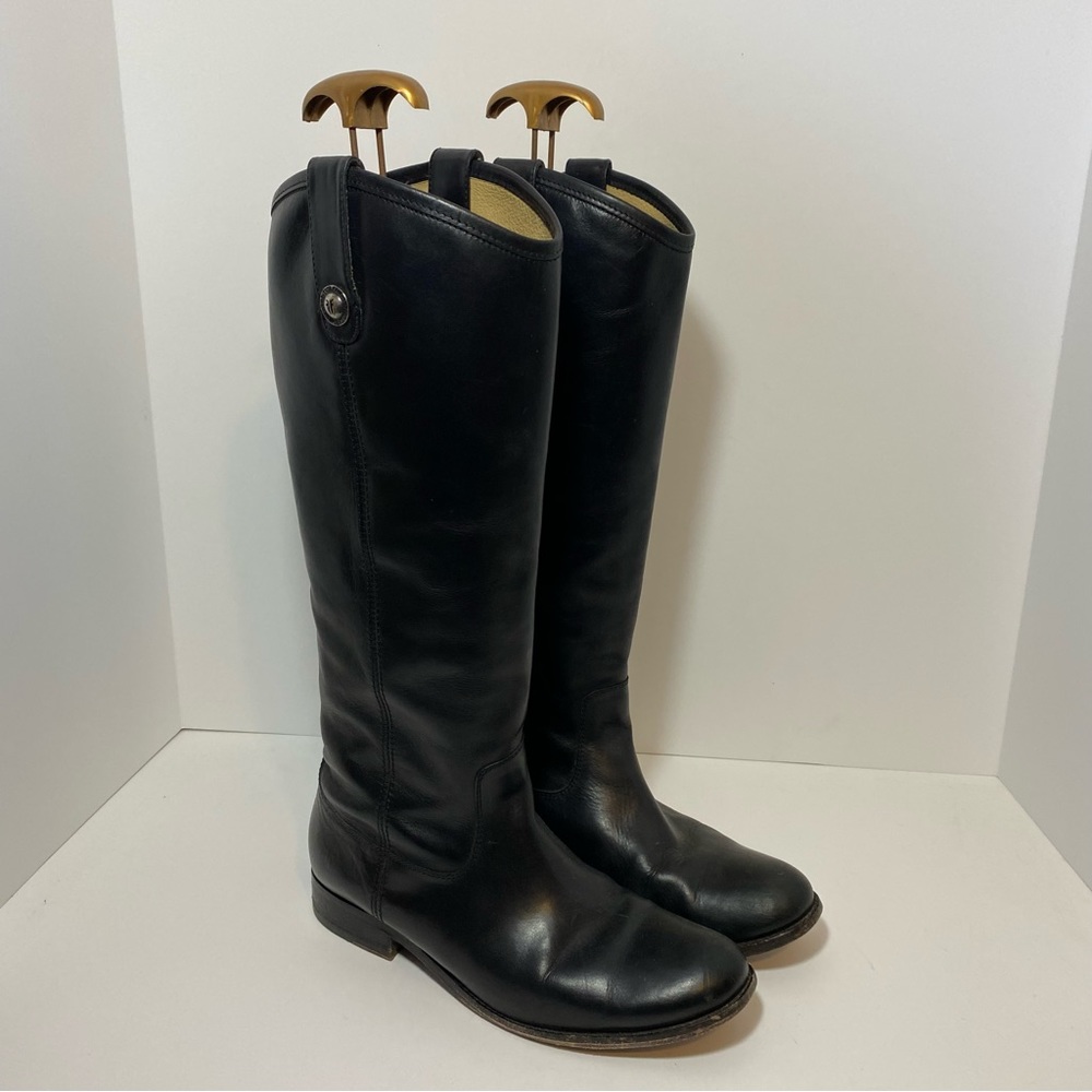 Frye Melissa Button Boots Tall Riding Black Leather Womens 8